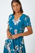 Roman Teal Floral Print Tiered Mini Dress - 12 Image 4