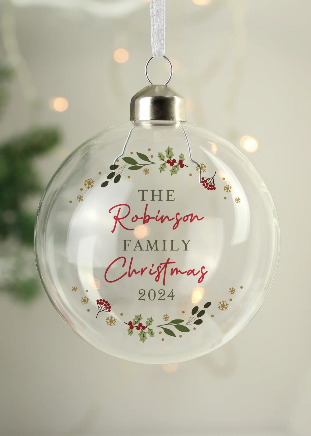 Personalised Memento Company Clear Christmas Glass Bauble - One Size Image 3