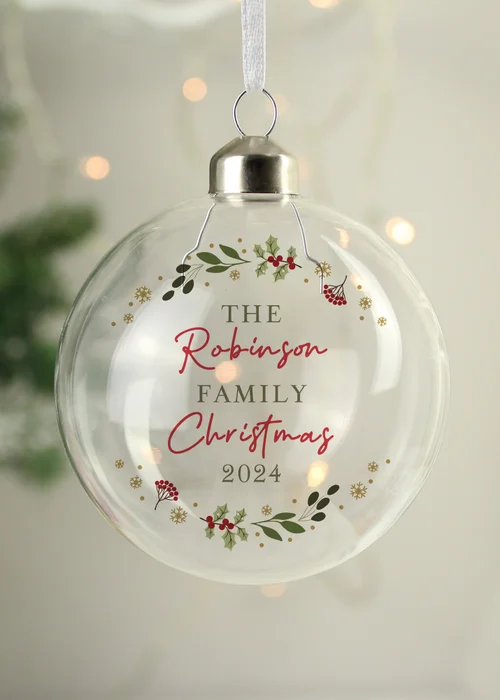 Personalised Memento Company Clear Christmas Glass Bauble - One Size Image 3