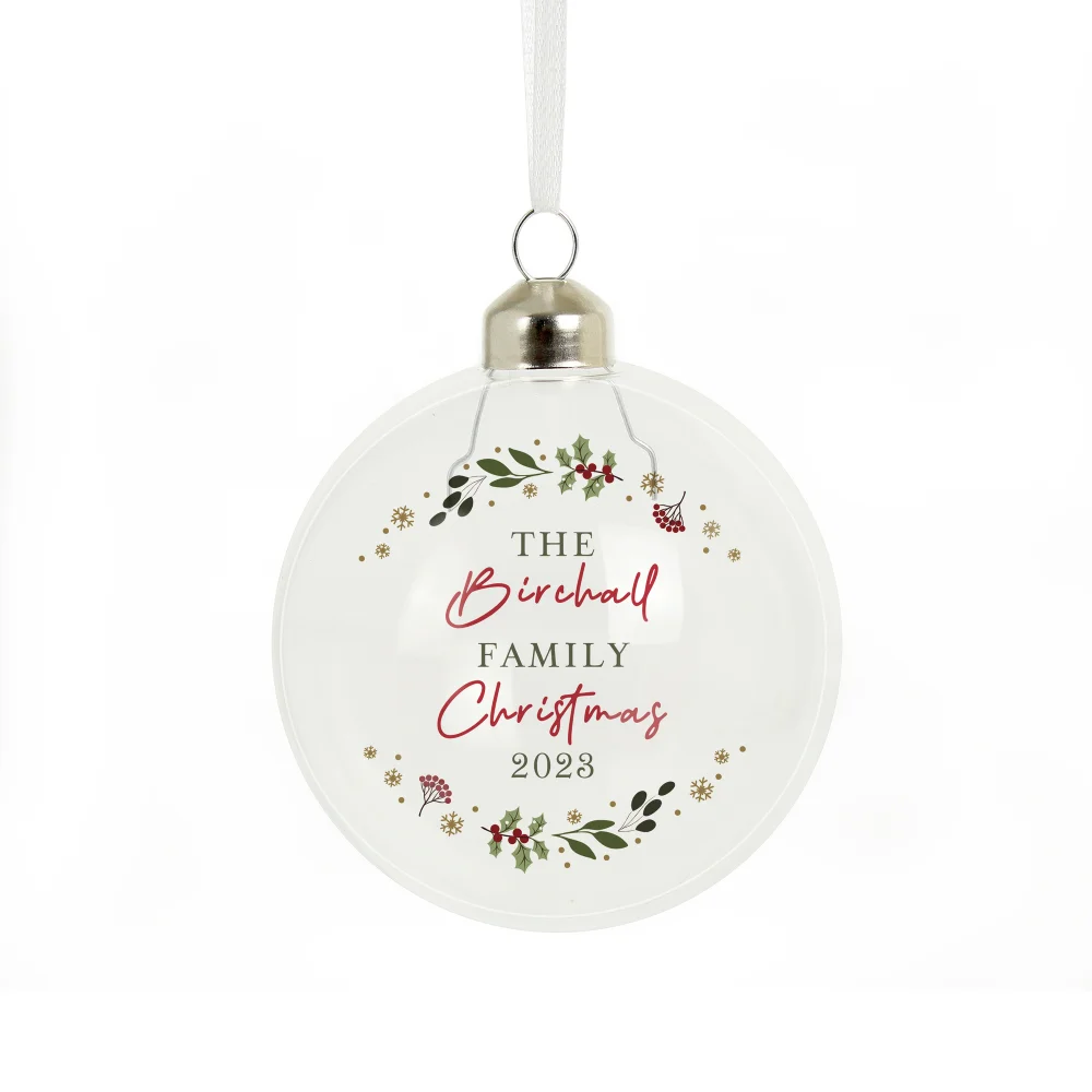Personalised Memento Company Clear Christmas Glass Bauble - One Size Image 5
