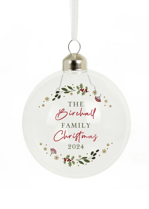 Personalised Memento Company Clear Christmas Glass Bauble - One Size Image 1