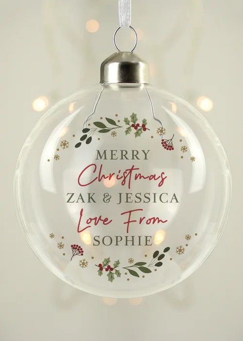 Personalised Memento Company Clear Christmas Glass Bauble - One Size Image 2