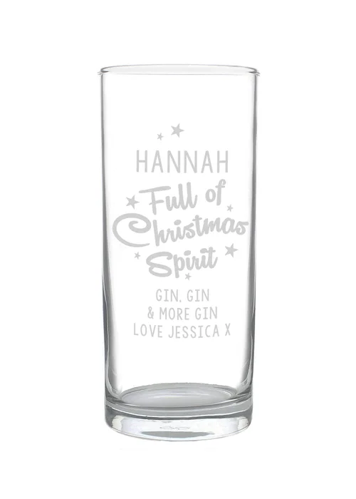 Personalised Memento Company Clear Full Of Christmas Spirit Hi Ball Glass - One Size Image 1