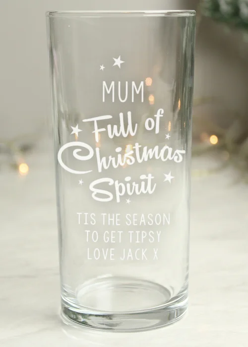 Personalised Memento Company Clear Full Of Christmas Spirit Hi Ball Glass - One Size Image 2