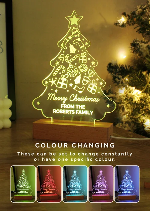 Personalised Memento Company Wood Christmas Tree Based LED Light - One Size Image 2