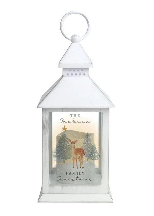 Personalised Memento Company White Christmas Deer White LED Lantern - One Size Image 1