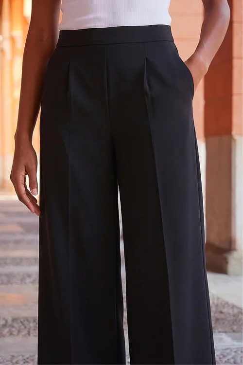 Roman Black Wide Leg Premium Stretch Culottes - 14 Image 4
