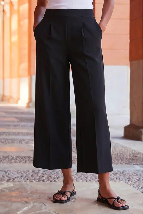 Roman Black Wide Leg Premium Stretch Culottes - 14 Image 2