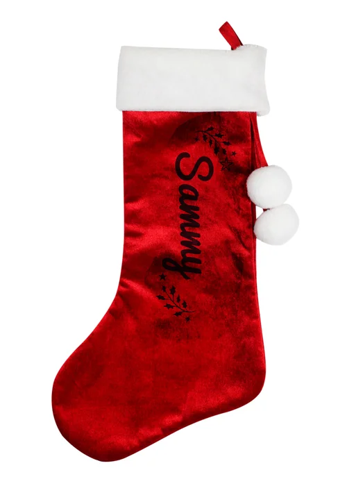 Personalised Memento Company Red Holly Christmas Stocking - One Size Image 1