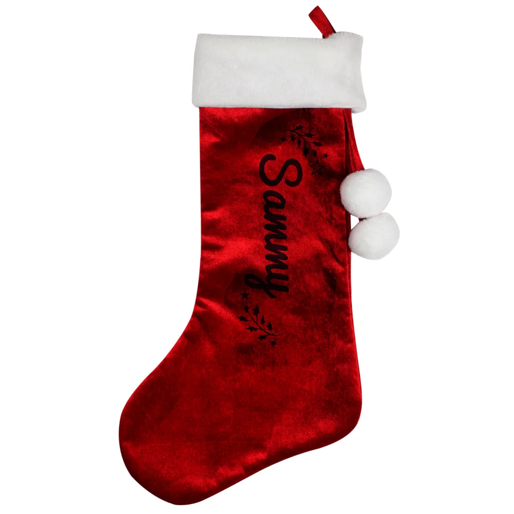 Personalised Memento Company Red Holly Christmas Stocking - One Size Image 5