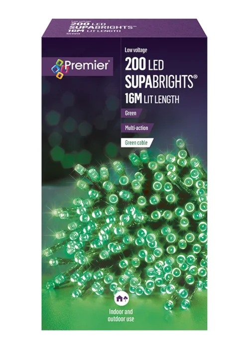 Premier Decorations 200 Green LED Supabrights - No Size Image 4