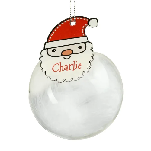 Personalised Memento Company Clear Santa Feather Glass Bauble - One Size Image 5