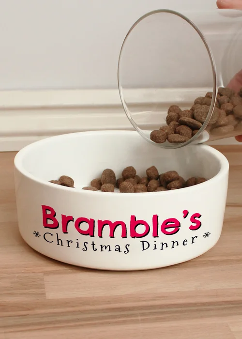 Personalised Memento Company White Christmas Dinner 14cm Medium Pet Bowl - One Size Image 2