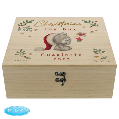 Personalised Memento Company Wood Winter Christmas Eve Tiny Tatty Teddy Large Keepsake Box - One Size Image 5