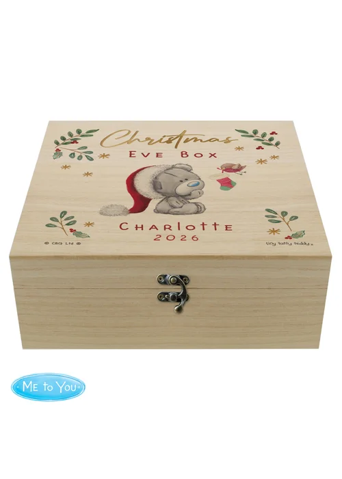 Personalised Memento Company Wood Winter Christmas Eve Tiny Tatty Teddy Large Keepsake Box - One Size Image 3