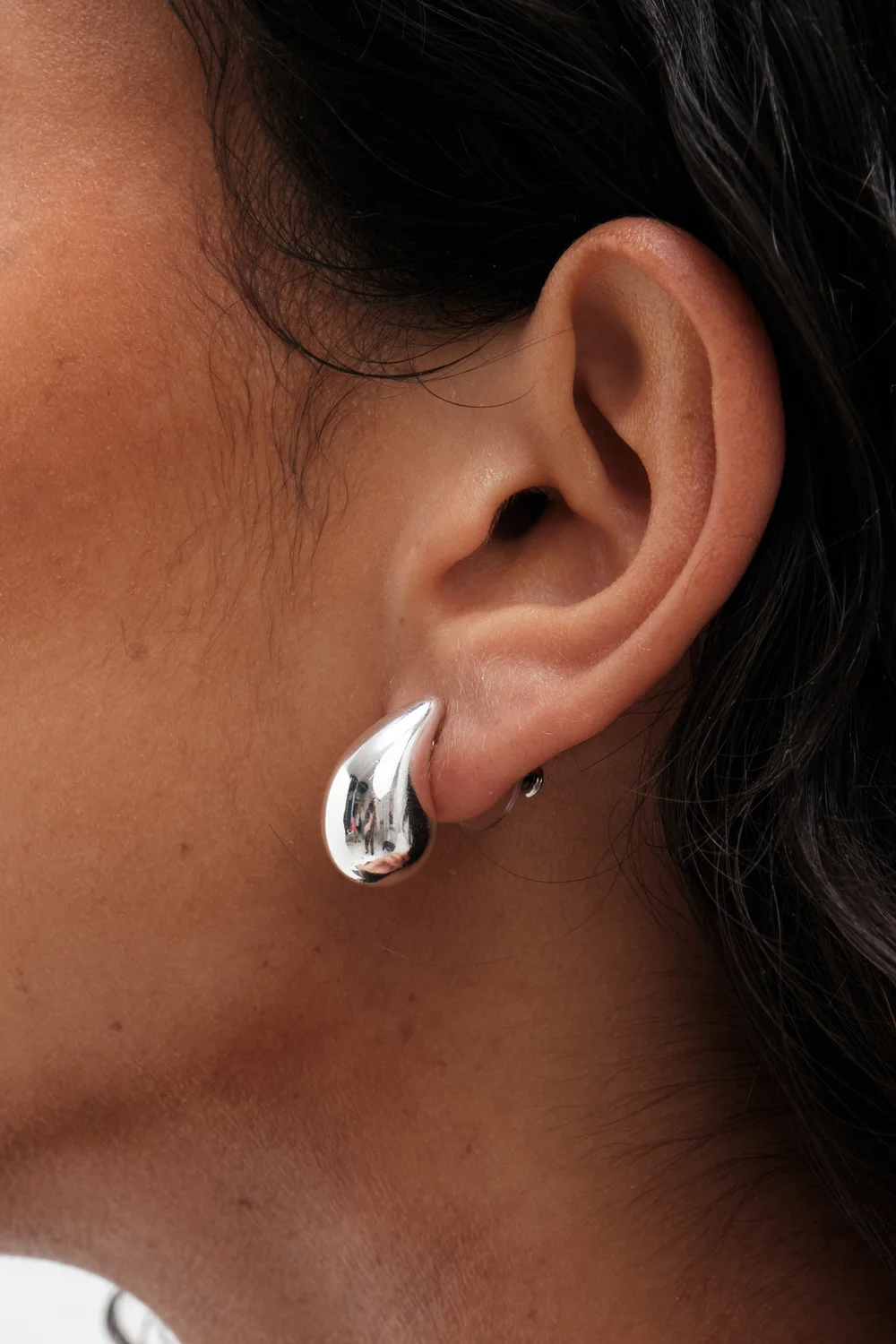 Mood Silver Polished Dome Hoop Earrings - Pack of 2 - One Size Image 2