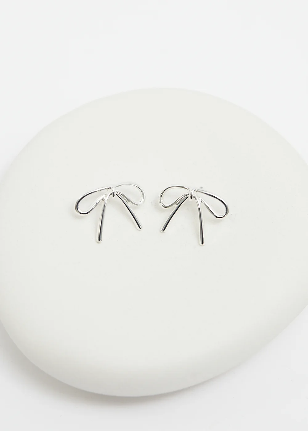 Mood Silver Polished Bow Stud Earrings - One Size Image 2