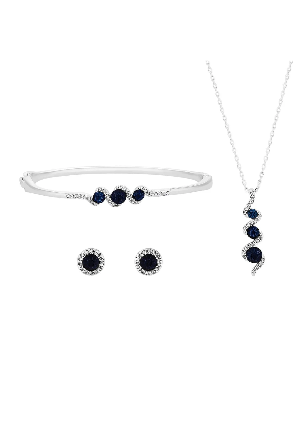 Jon Richard Silver Plated Sapphire and Crystal Twist Drop Set Gift Boxed - One Size Image 2
