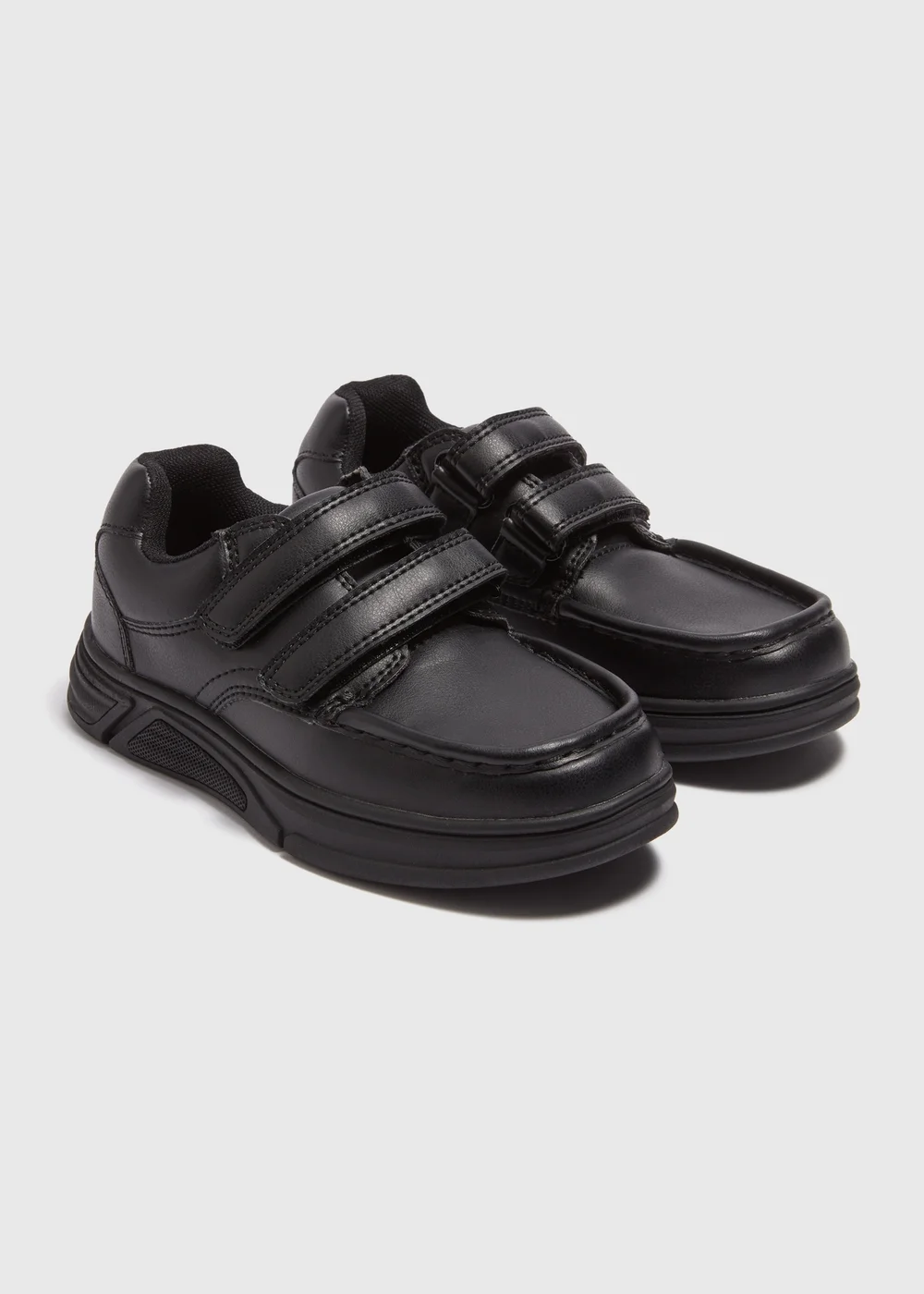 Boys Black Scuff Resistant Double Strap School Shoes (Younger 8 - Older 6) - Size 1 Image 1
