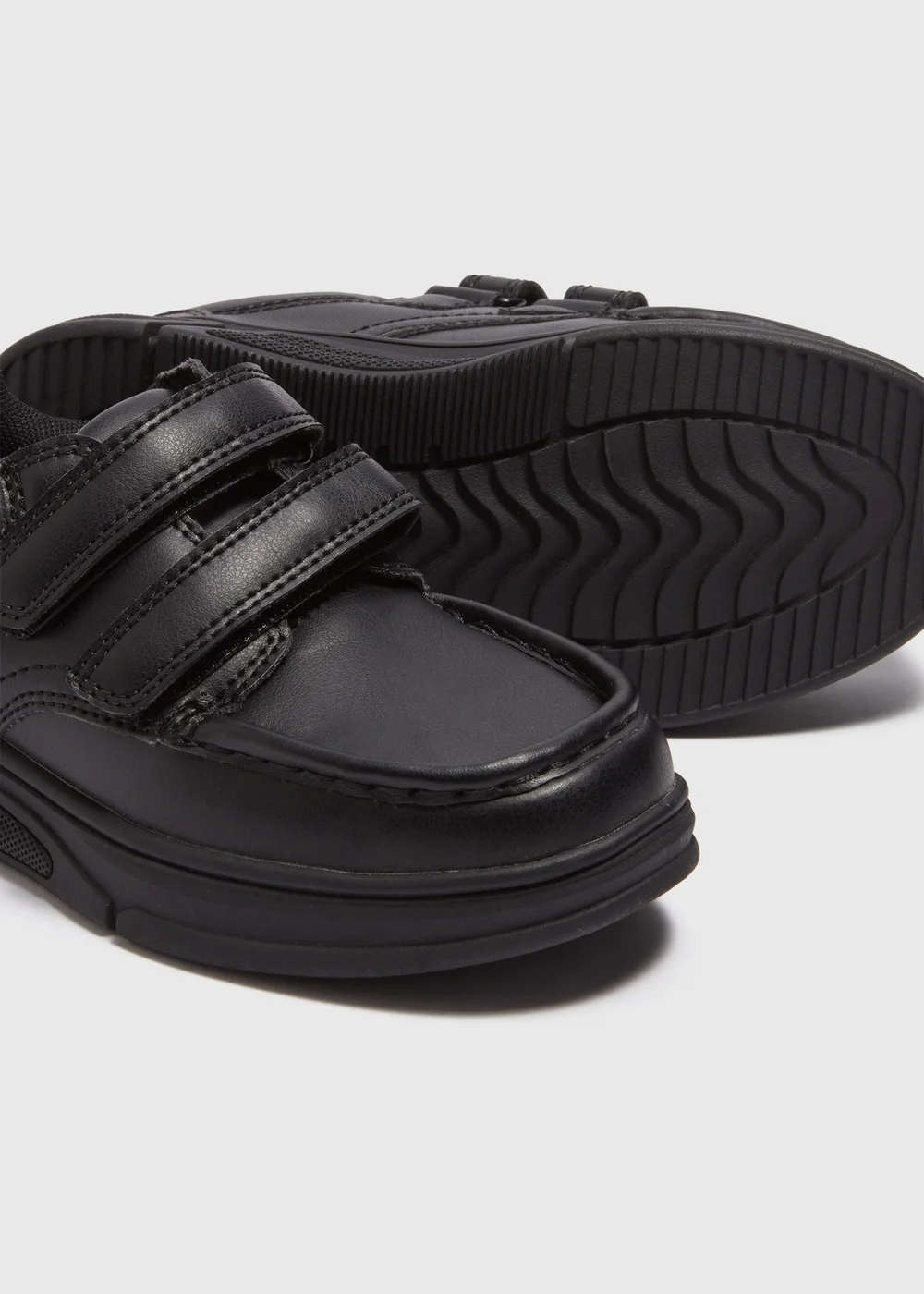 Boys Black Scuff Resistant Double Strap School Shoes (Younger 8 - Older 6) - Size 1 Image 2