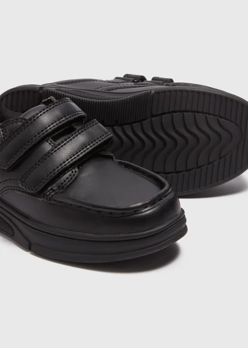 Boys Black Scuff Resistant Double Strap School Shoes (Younger 8 - Older 6) - Size 1 Image 2