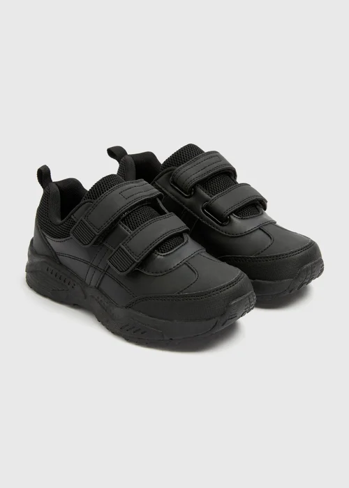 Boys Black Scuff Resistant School Trainers (Younger 8-Older 6) - Size 1 Image 1