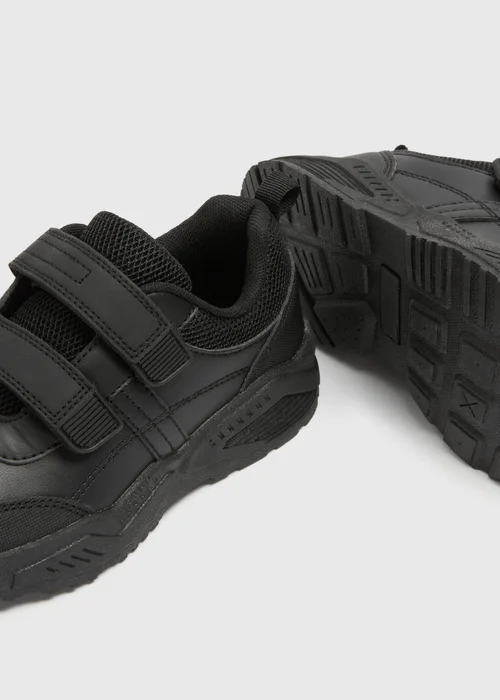 Boys Black Scuff Resistant School Trainers (Younger 8-Older 6) - Size 1 Image 2