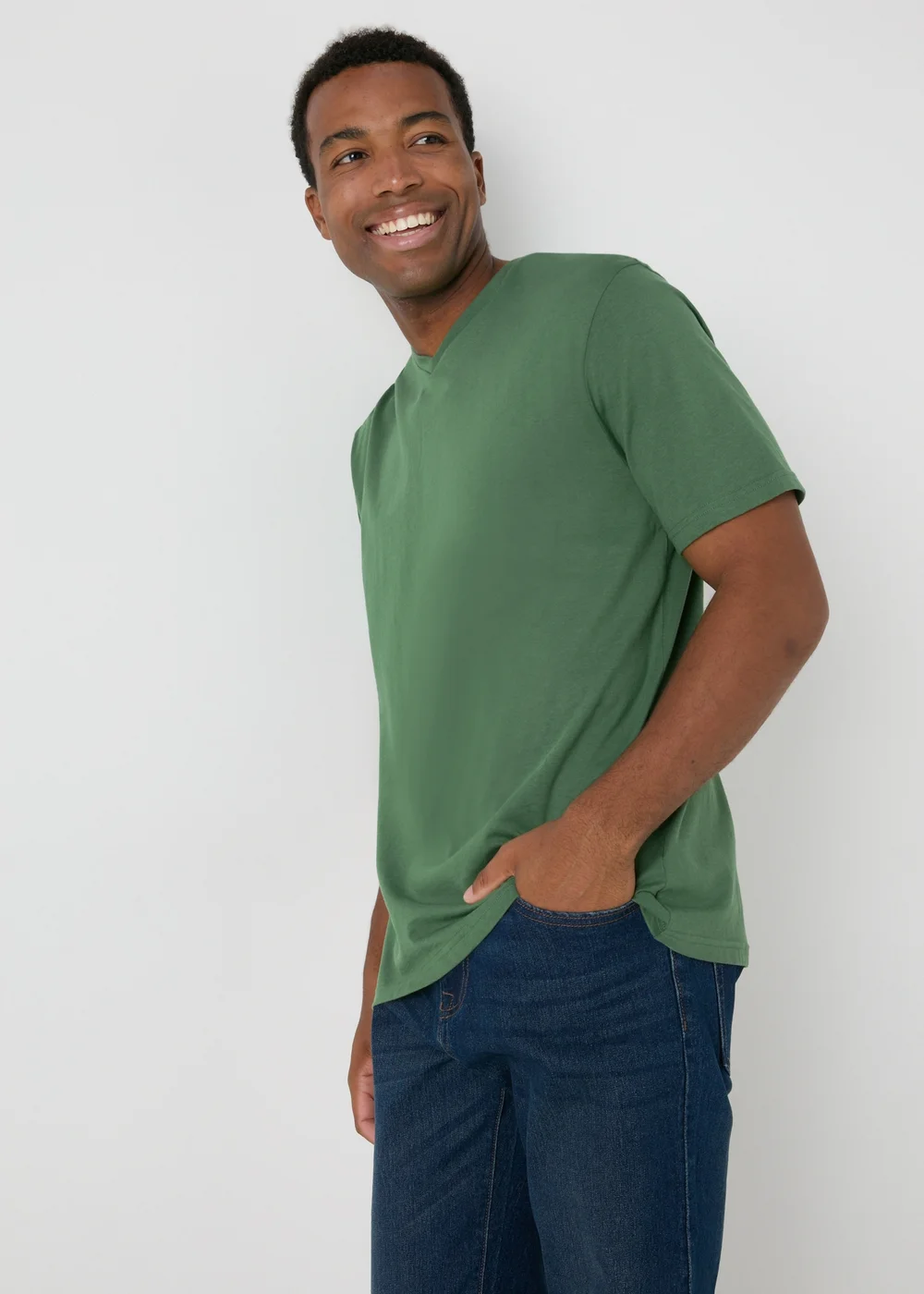 Green Essential V-Neck T-Shirt - XS Image 3