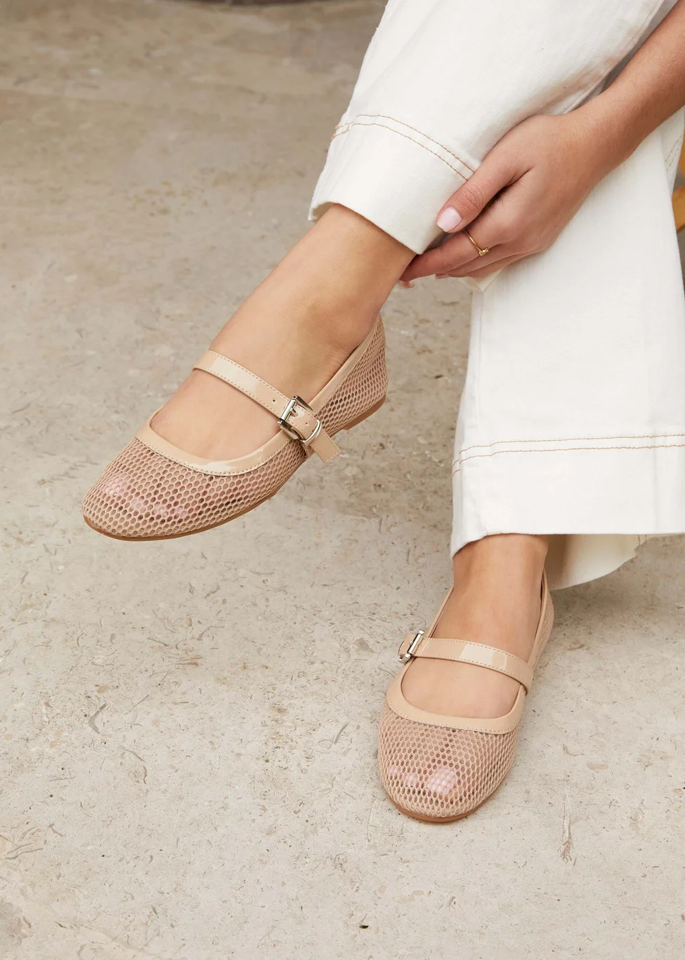 Linzi Arielle Nude Mesh Mary Jane Pump - 3 Image 1