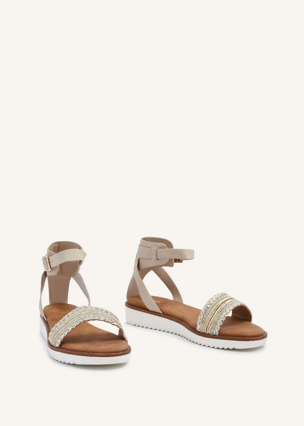 Linzi Jaycee Sand Faux Leather Two Part Sandal - 3 Image 3