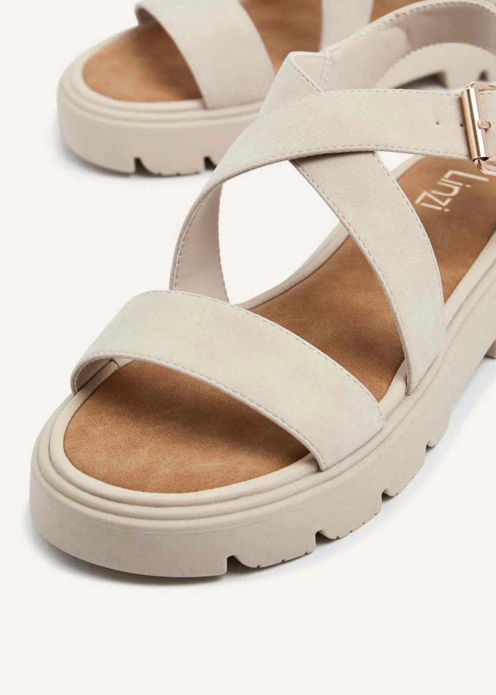 Linzi Italia Nude Nubuck Crossover Chunky Sandals - 3 Image 5