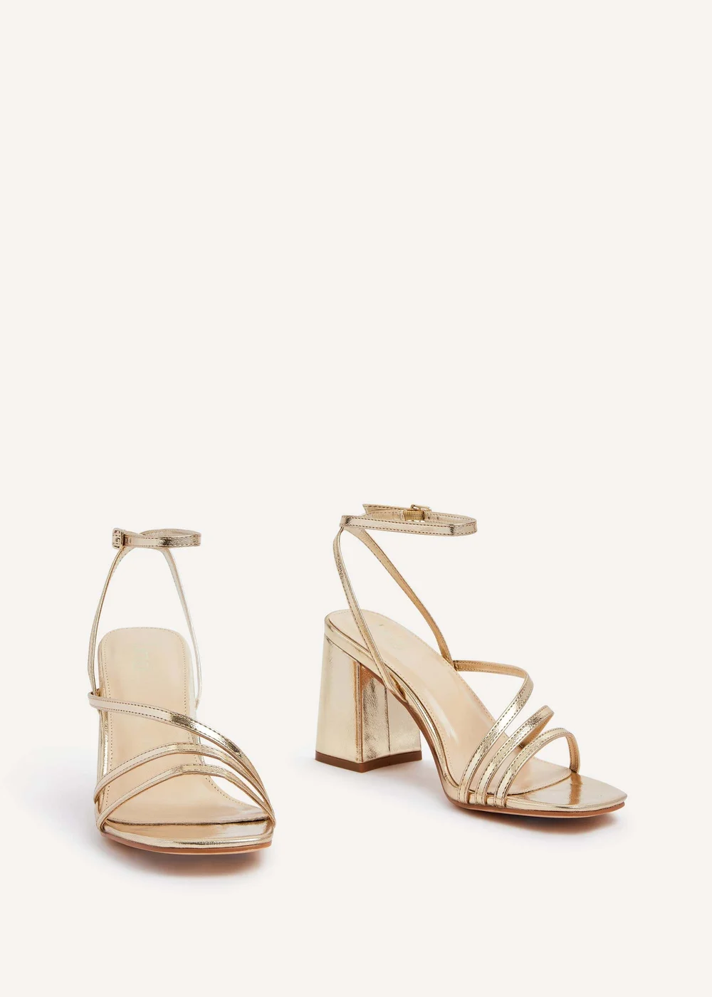 Linzi Status Gold Crossover Block Heeled Sandals - 3 Image 3