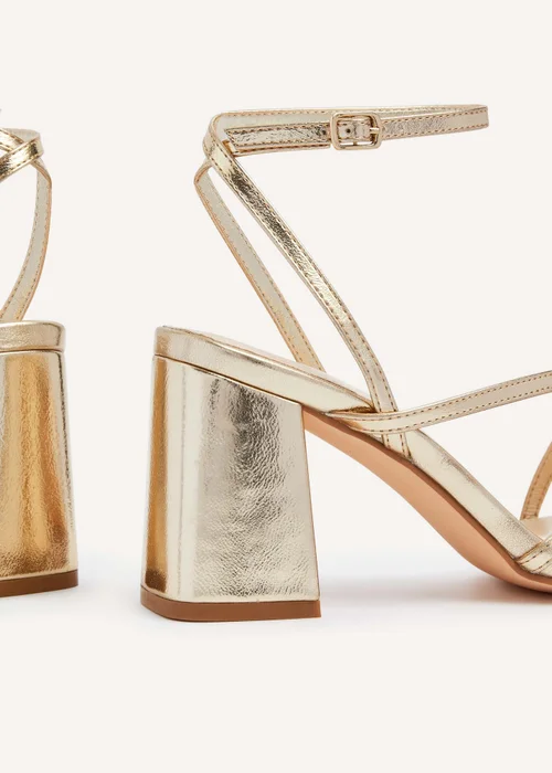 Linzi Status Gold Crossover Block Heeled Sandals - 3 Image 5
