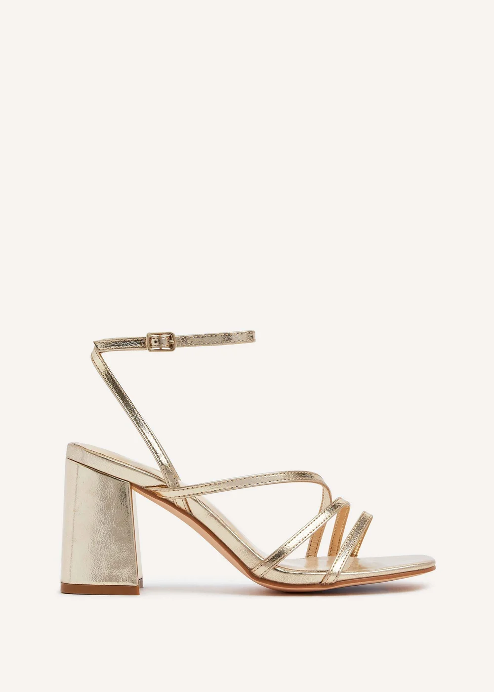 Linzi Status Gold Crossover Block Heeled Sandals - 3 Image 2