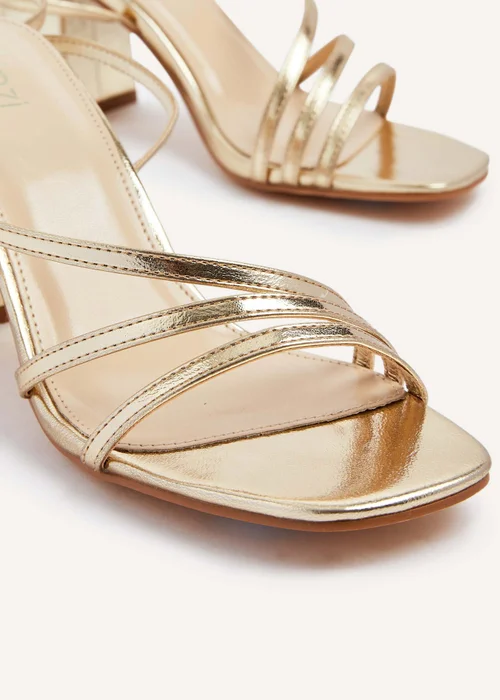 Linzi Status Gold Crossover Block Heeled Sandals - 3 Image 4