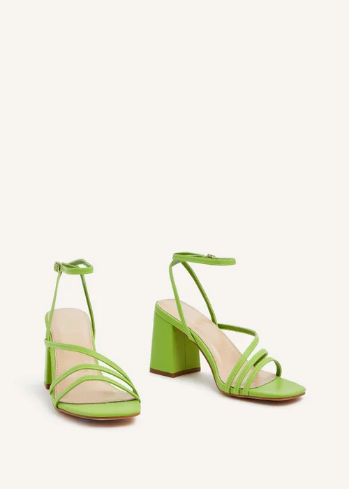 Linzi Status Lime Green Faux Leather Crossover Block Heeled Sandal - 3 Image 3