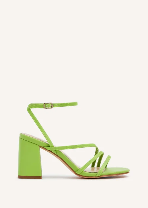 Linzi Status Lime Green Faux Leather Crossover Block Heeled Sandal - 3 Image 2