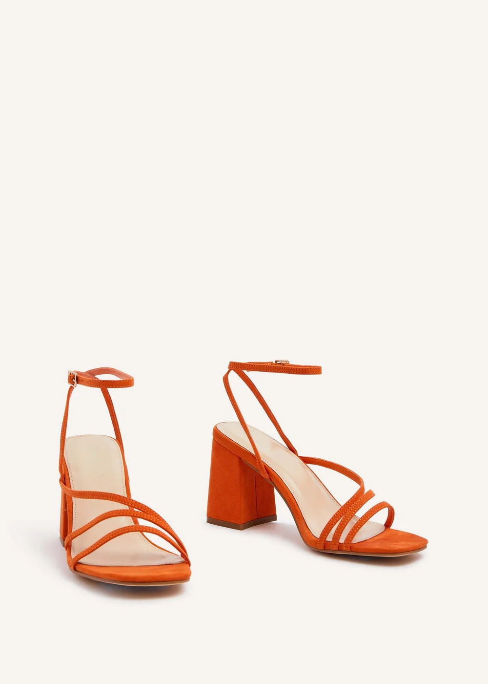 Linzi Status Orange Faux Suede Crossover Block Heeled Sandal - 3 Image 3