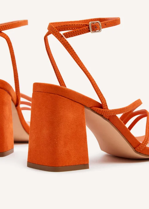 Linzi Status Orange Faux Suede Crossover Block Heeled Sandal - 3 Image 4