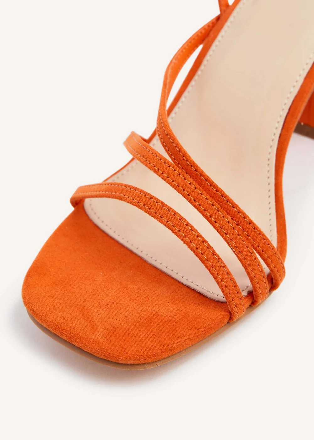 Linzi Status Orange Faux Suede Crossover Block Heeled Sandal - 3 Image 5