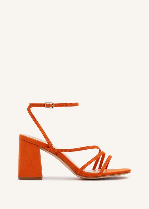 Linzi Status Orange Faux Suede Crossover Block Heeled Sandal - 3 Image 2