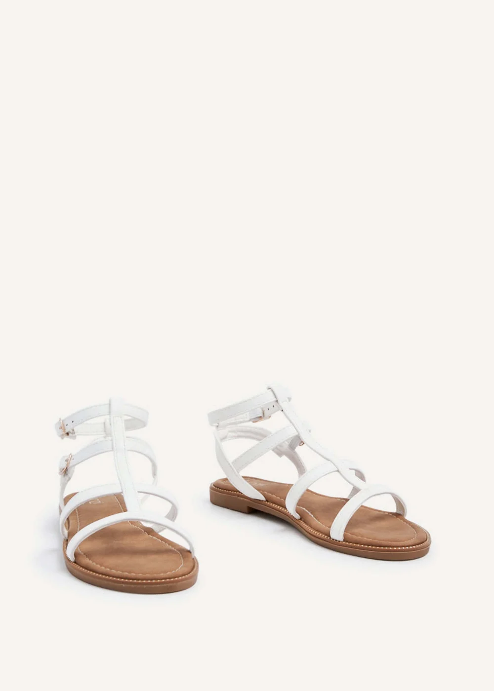 Linzi Belinda White Faux Leather Gladiator Style Sandal - 3 Image 3