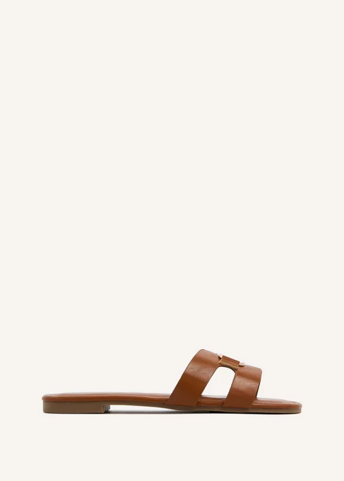 Linzi Sasha Tan Faux Leather Slider Sandal - 3 Image 2