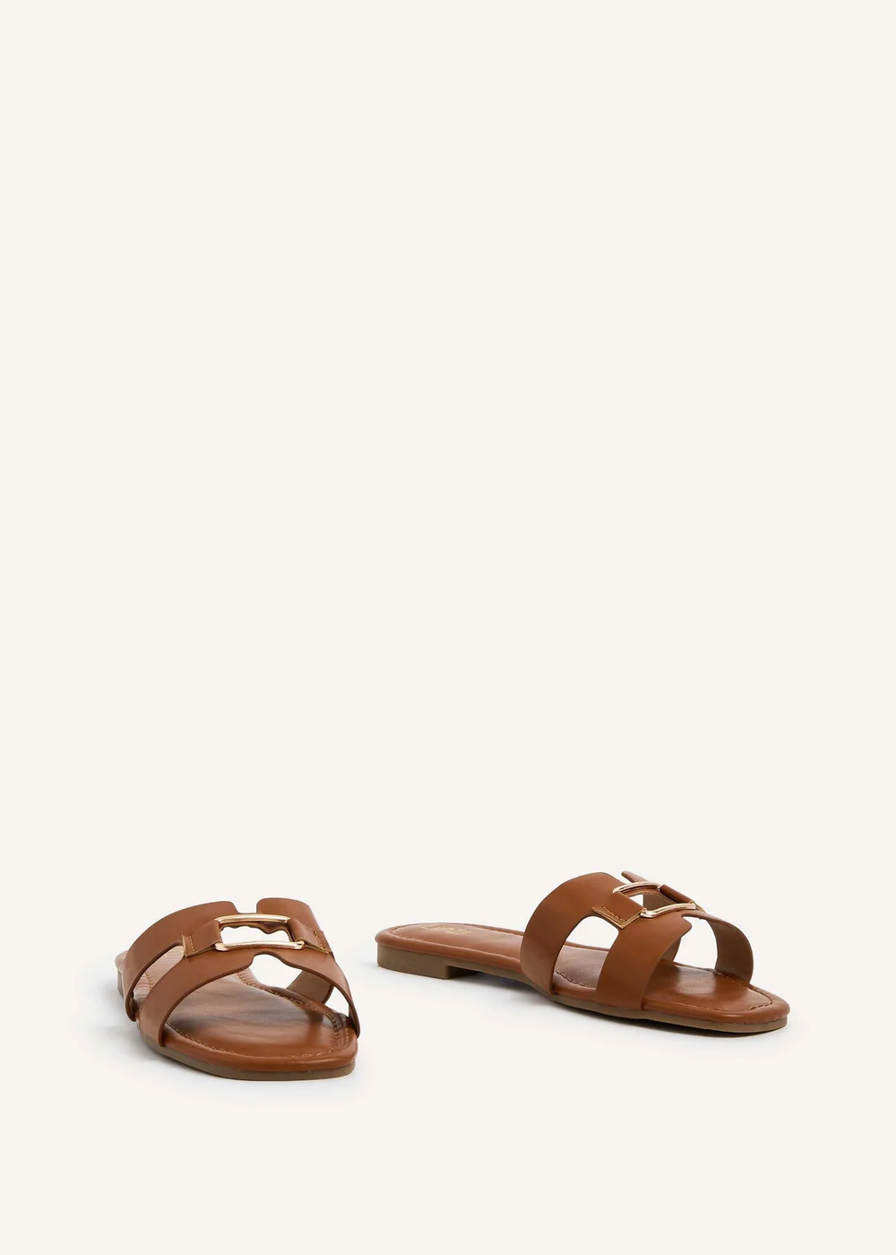 Linzi Sasha Tan Faux Leather Slider Sandal - 3 Image 3