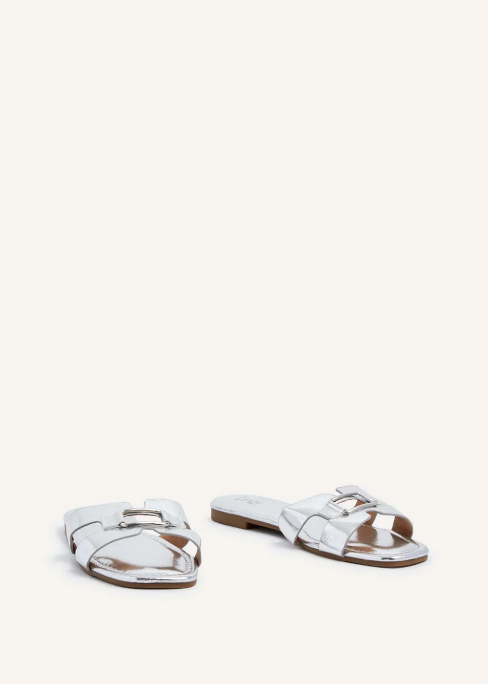 Linzi Sasha Silver Faux Leather Slider Sandal - 3 Image 3