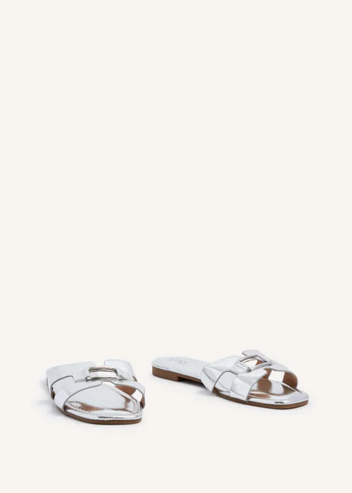 Linzi Sasha Silver Faux Leather Slider Sandal - 3 Image 3
