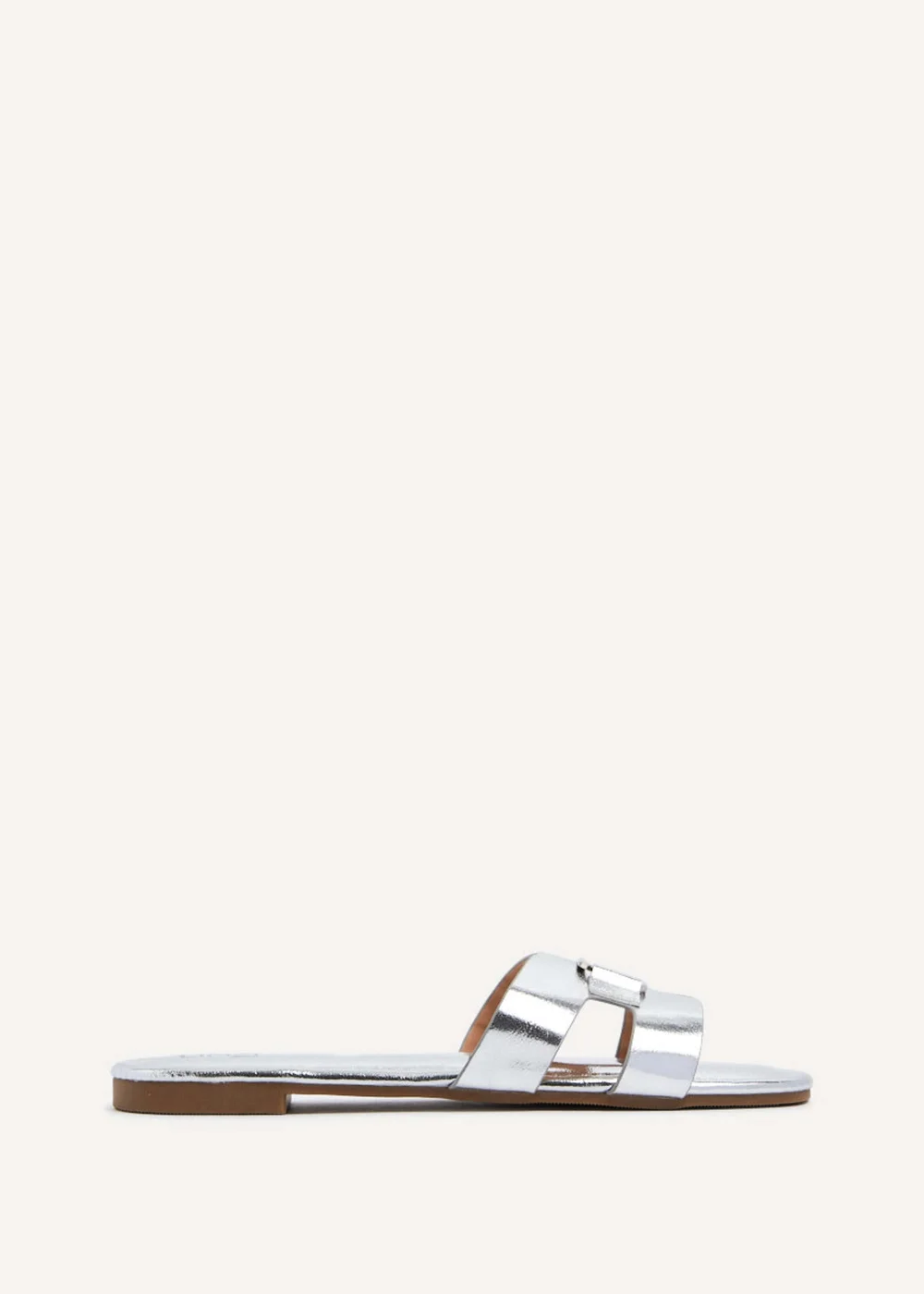 Linzi Sasha Silver Faux Leather Slider Sandal - 3 Image 2