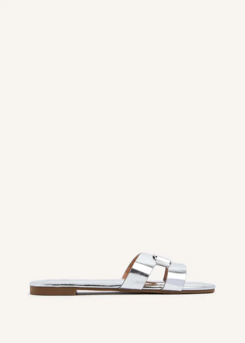Linzi Sasha Silver Faux Leather Slider Sandal - 3 Image 2