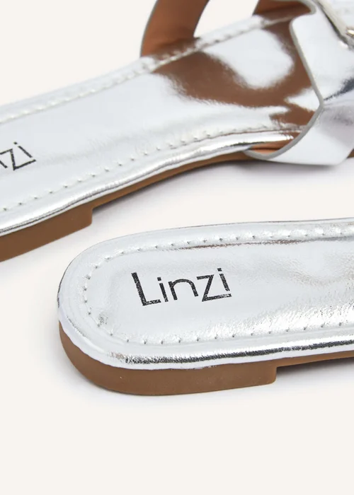 Linzi Sasha Silver Faux Leather Slider Sandal - 3 Image 5
