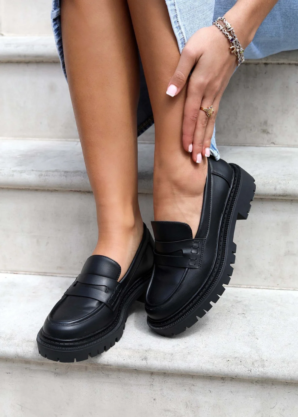 Linzi Ivan Black Faux Leather Classic Chunky Loafer - 3 Image 1